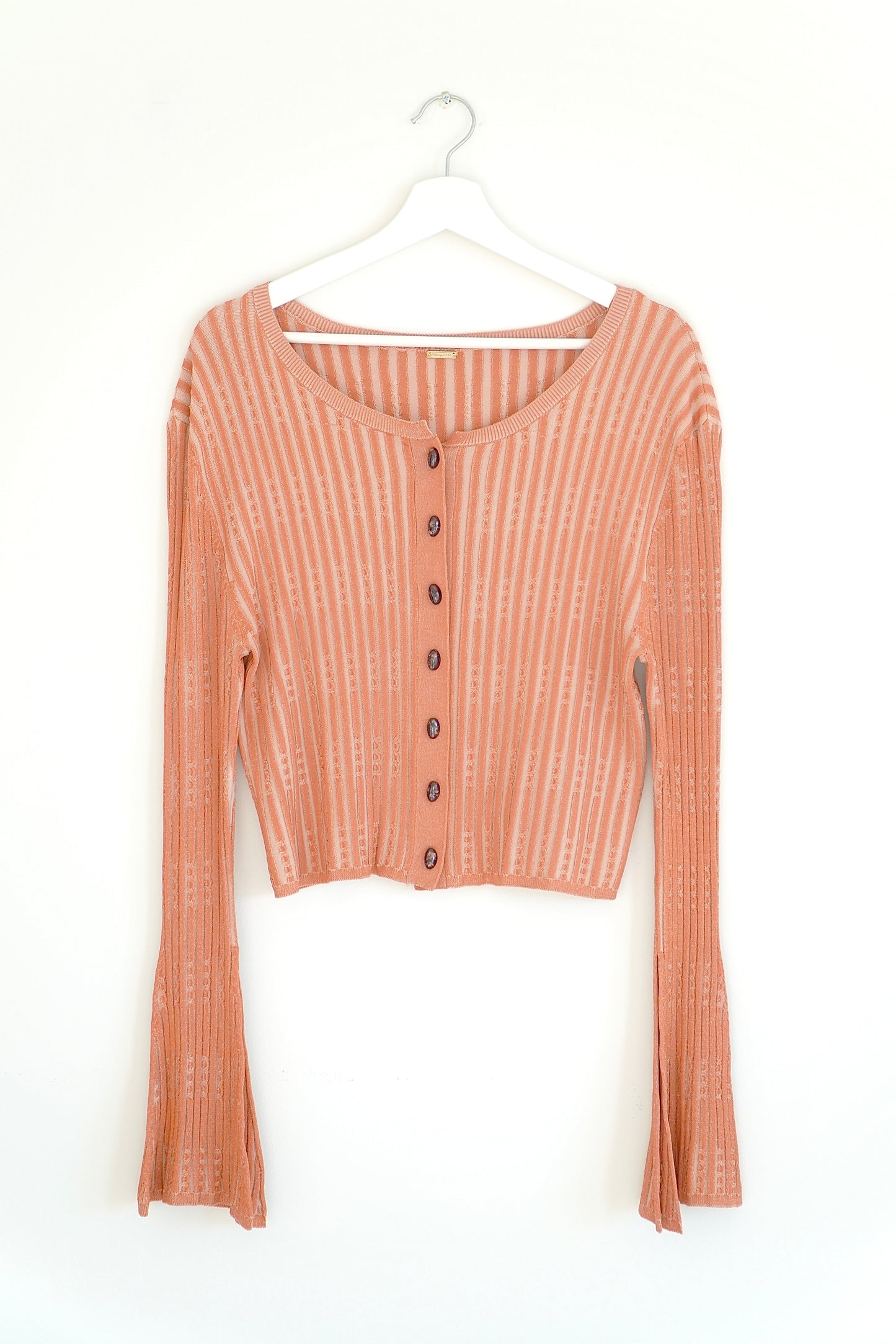 Cult Gaia Orange ‘Amma’ Rib Striped Cardigan Top