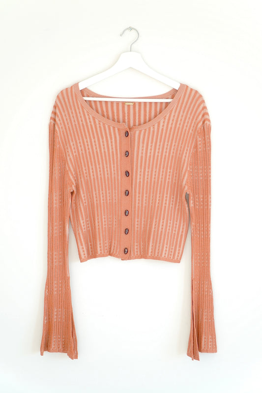 Cult Gaia Orange ‘Amma’ Rib Striped Cardigan Top