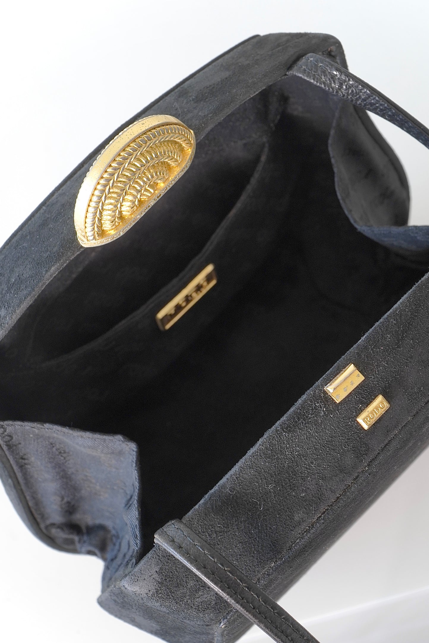 Rodo Italy Vintage Black Hard Case Evening Clutch/ Shoulder Bag