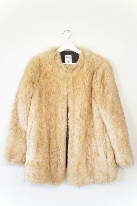 Zara Trafaluc Outerwear Brown Faux Fur Coat Jacket (M)