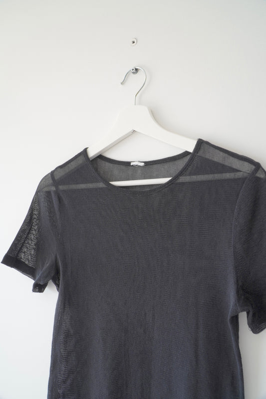 Black Mesh Knit Short Sleeve Top (6-8 Au)
