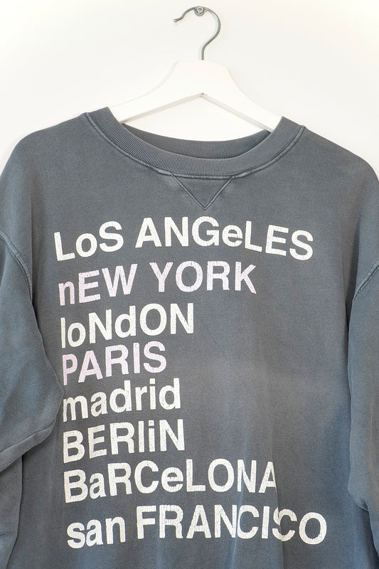 Anine Bing Washed Dark Grey Graphic 'City Love' Sweatshirt (S/P)