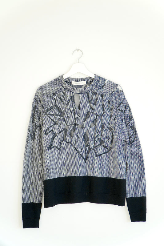 Scanlan Theodore Black and White Merino Wool Cut Out Knit (M/L)