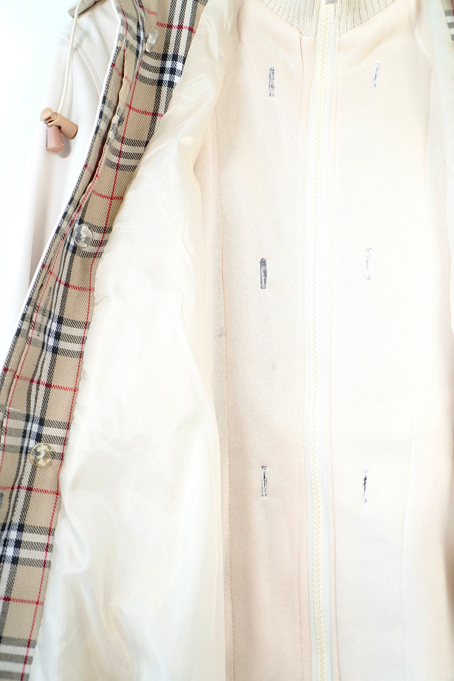 Vintage Beige Plaid Trench Coat w/ Removable Nova Check Lining (XXL)