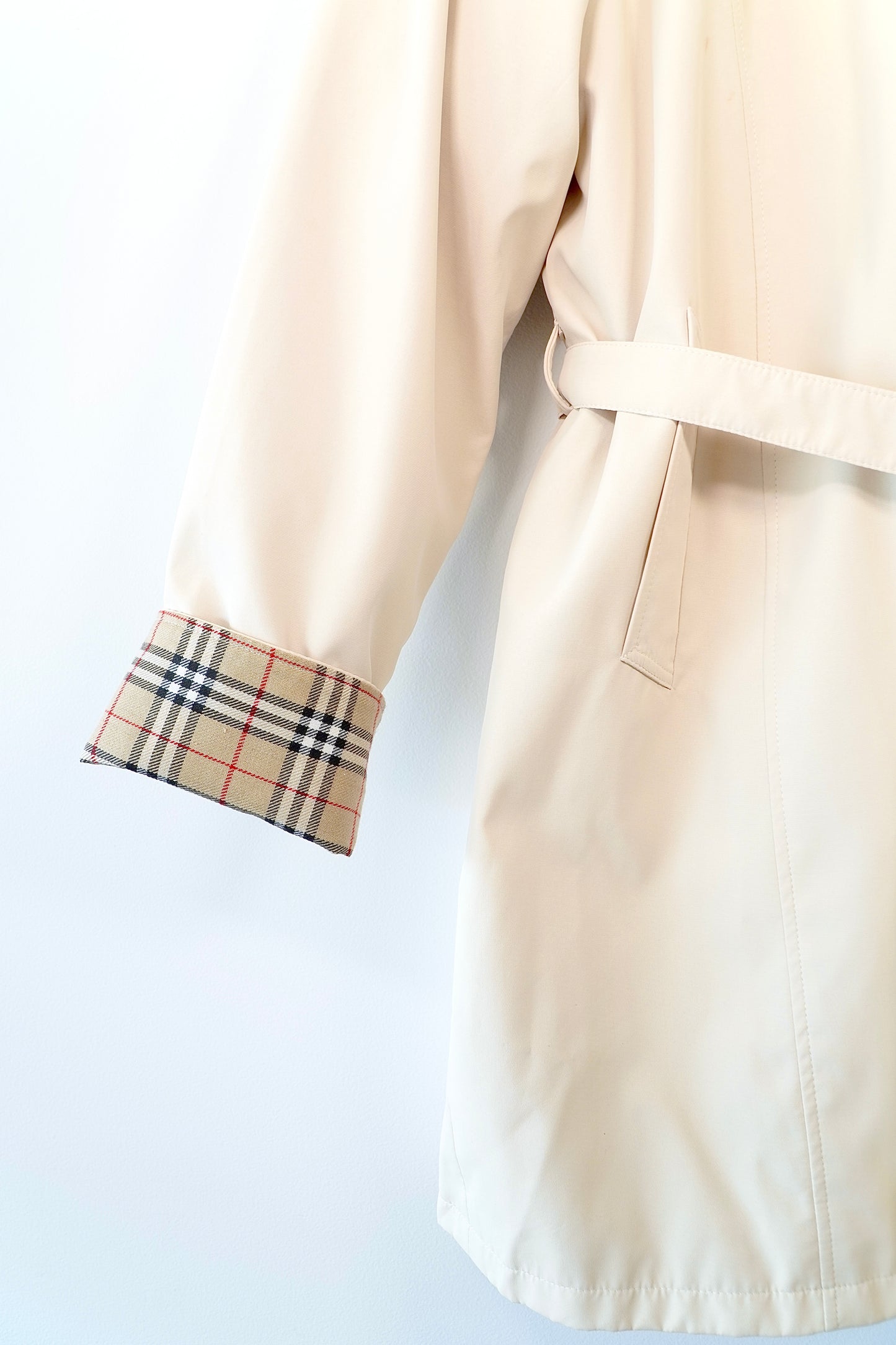 Vintage Beige Plaid Trench Coat w/ Removable Nova Check Lining (XXL)