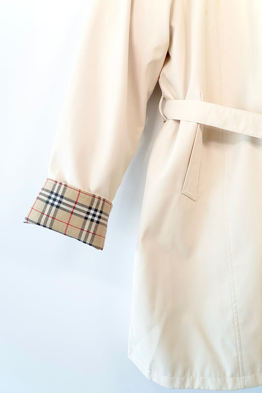 Vintage Beige Plaid Trench Coat w/ Removable Nova Check Lining (XXL)