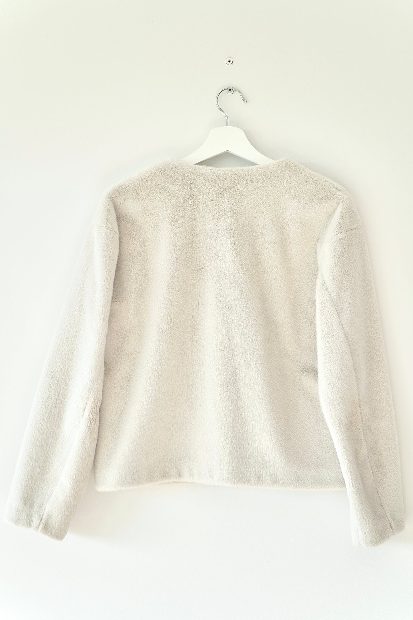Uniqlo Beige Fur Collarless Jacket (S)