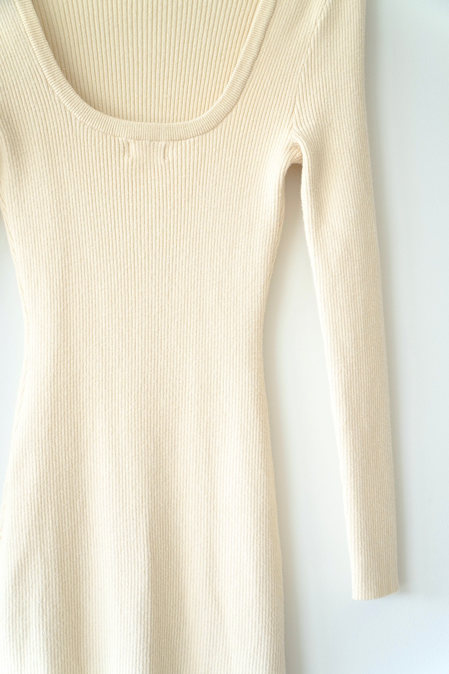 Cotton On Cream Rib Knit Bodycon Low Back Mini Dress (XS)