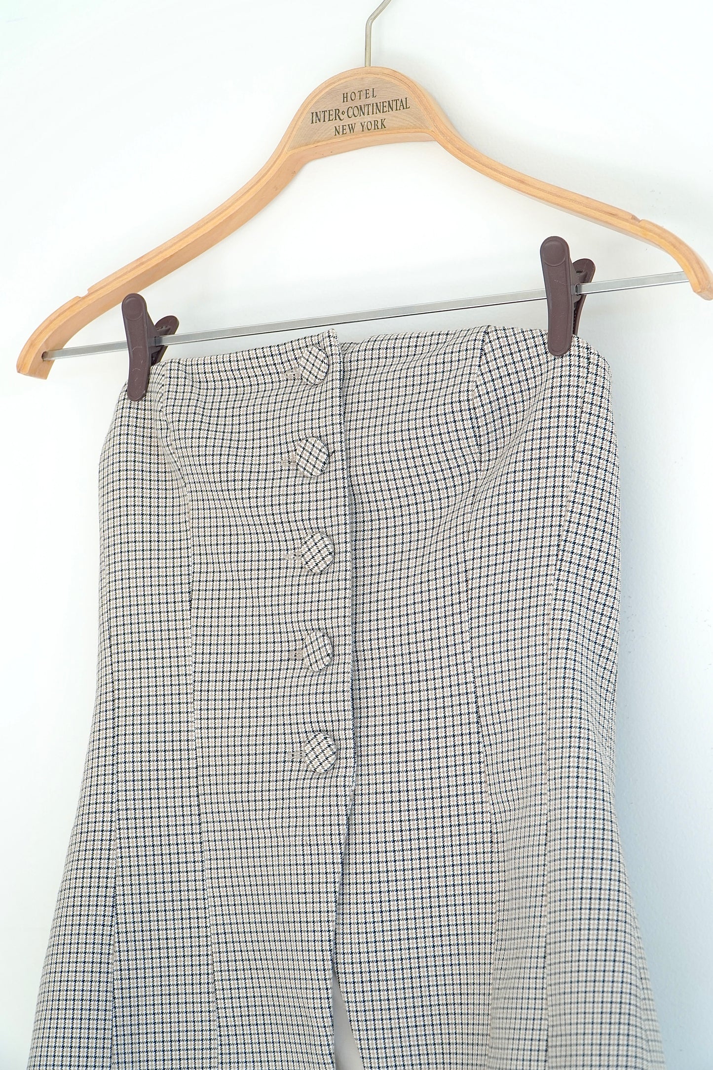 Kookai Checkered Strapless Button Up Top (8 Au)