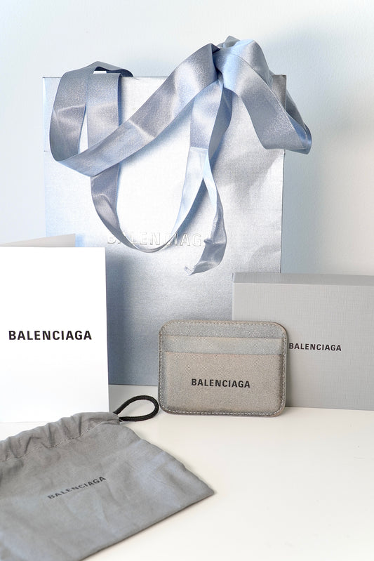 Balenciaga Metallic Glitter Patent Leather Card Holder