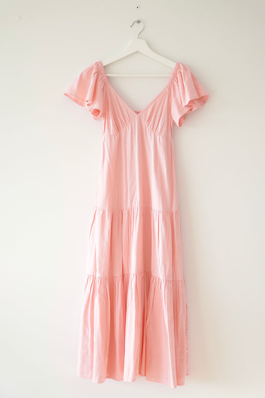 Billabong Baby Pink Tiered Midi Sundress (S)