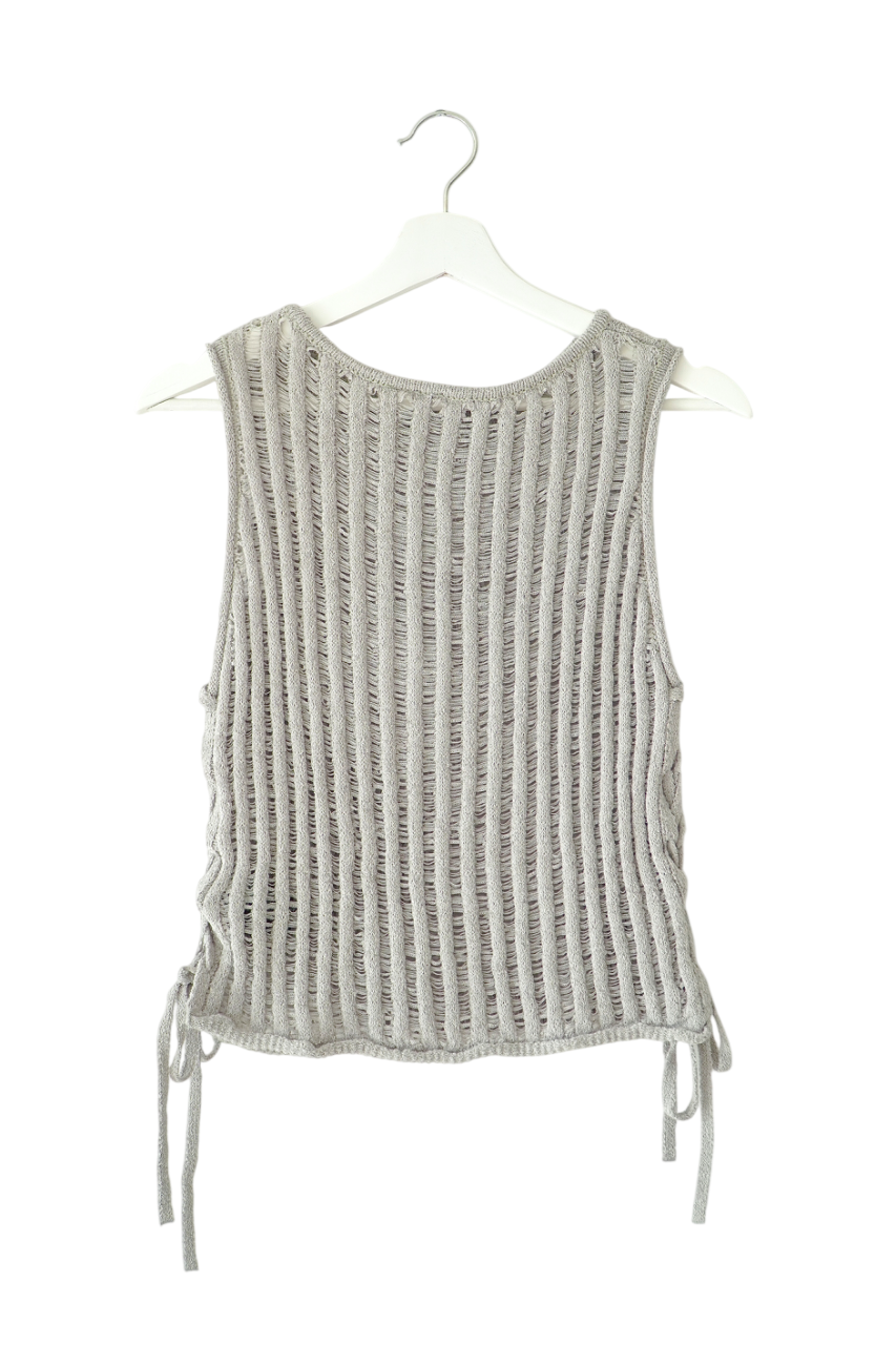 H&M Light Khaki Green Ladder Stitch Knitted Tank Top (Fits S)