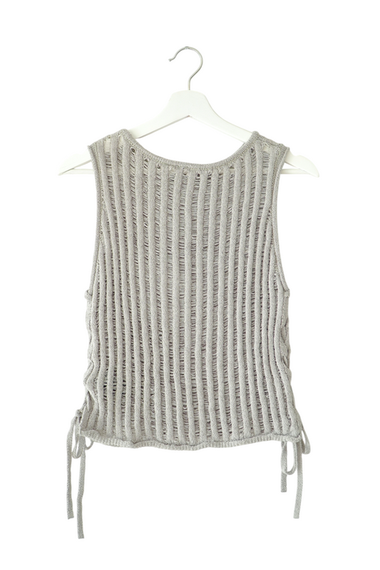 H&M Light Khaki Green Ladder Stitch Knitted Tank Top (Fits S)