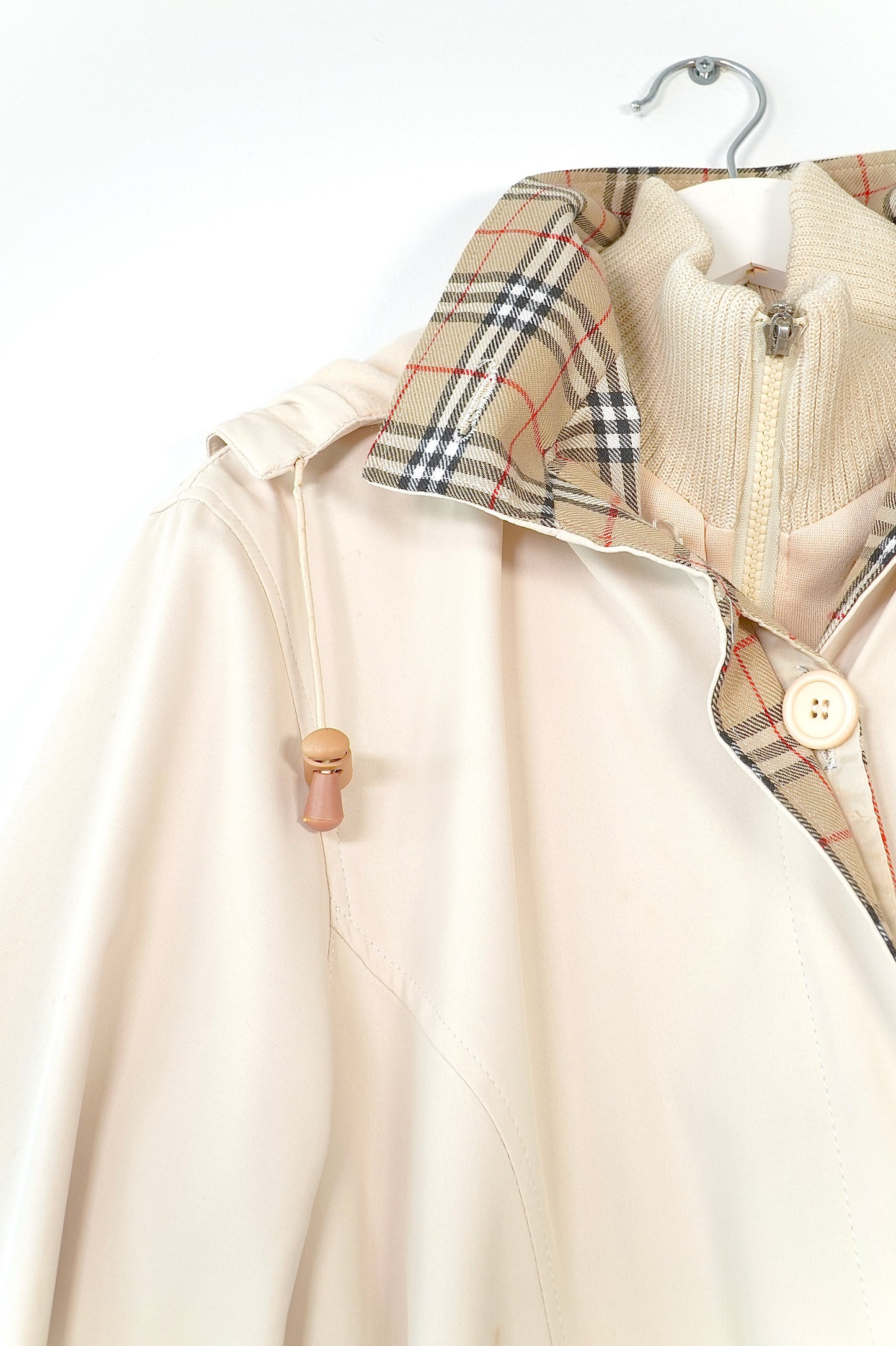 Vintage Beige Plaid Trench Coat w/ Removable Nova Check Lining (XXL)