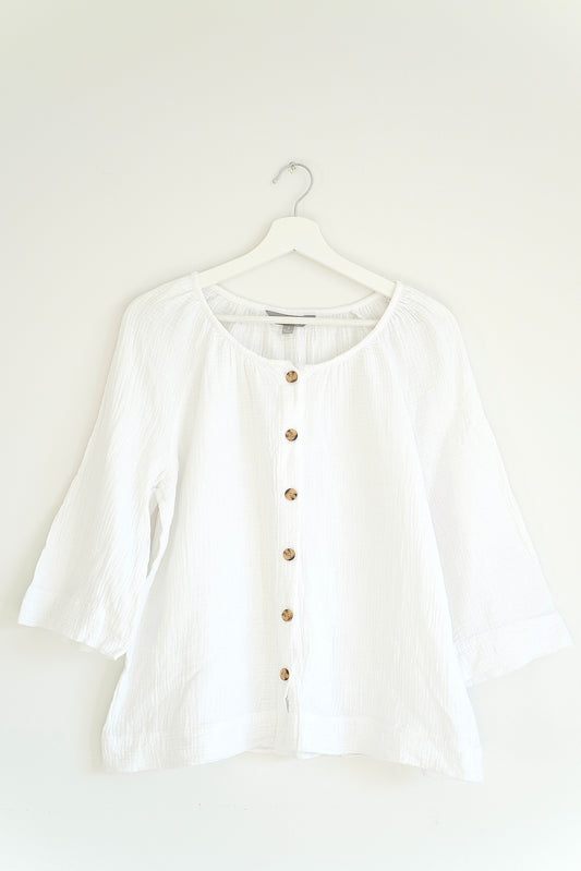 Suzanne Grae White Crushed Linen Top (8 Au)