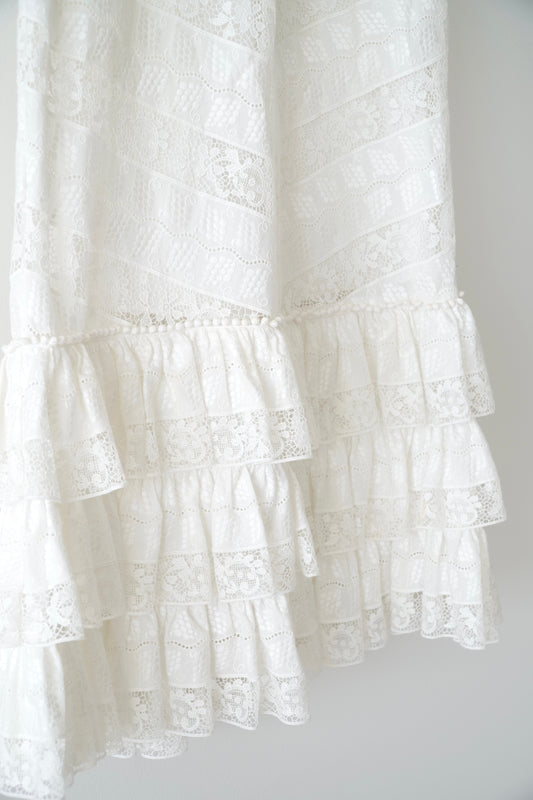 Zimmermann White Ruffle Skirt W/ Belt (0)