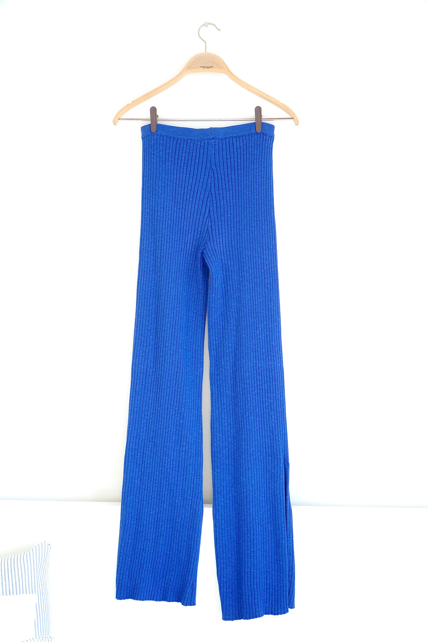 SIR. The Label Blue ‘Enes’ Cotton Rib Knit Pants (0)