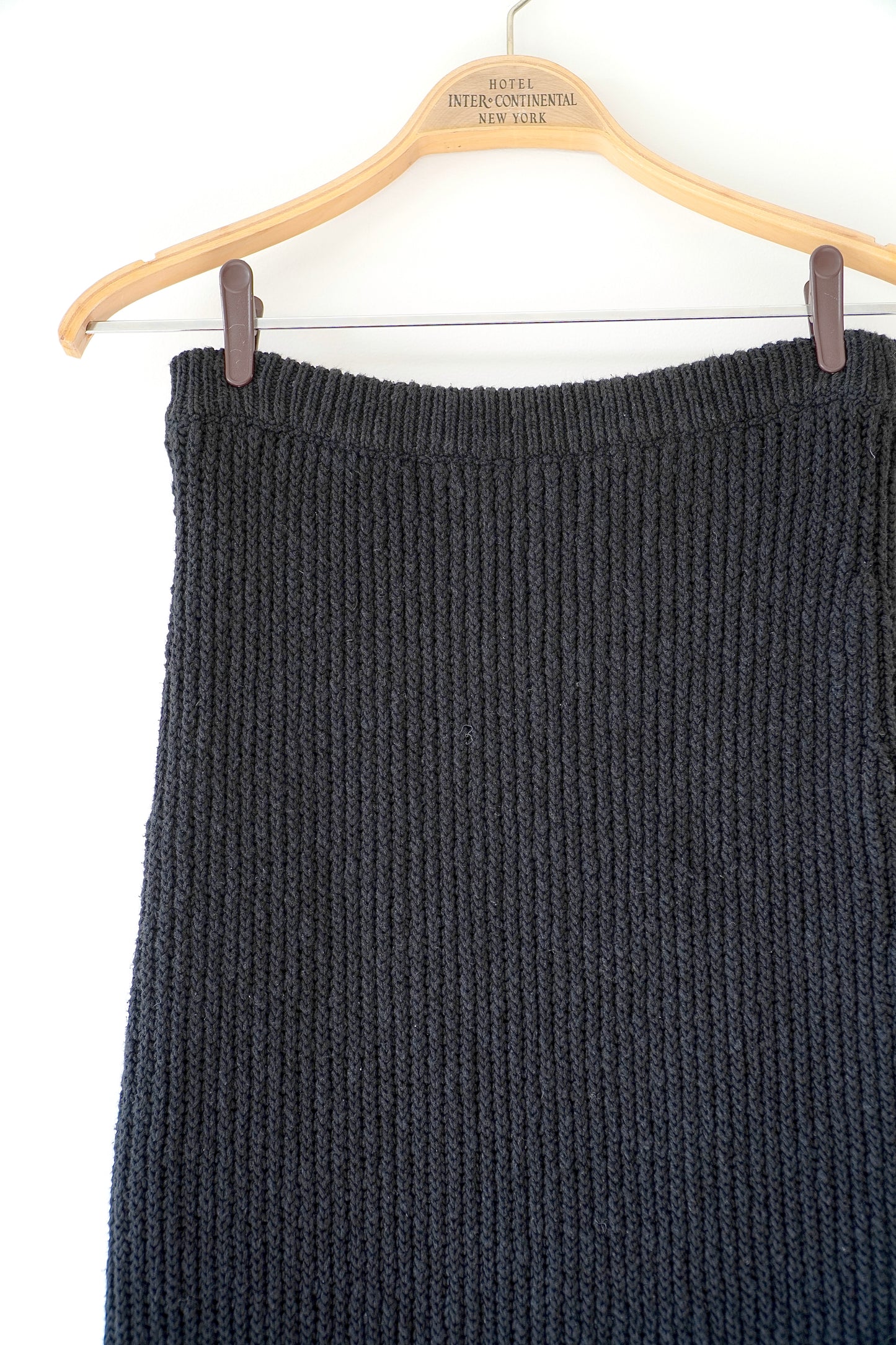 Bassike Knits Black 'Cardigan Stitch' Knitted Asymmetrical Maxi Skirt (Fits 8 Au)