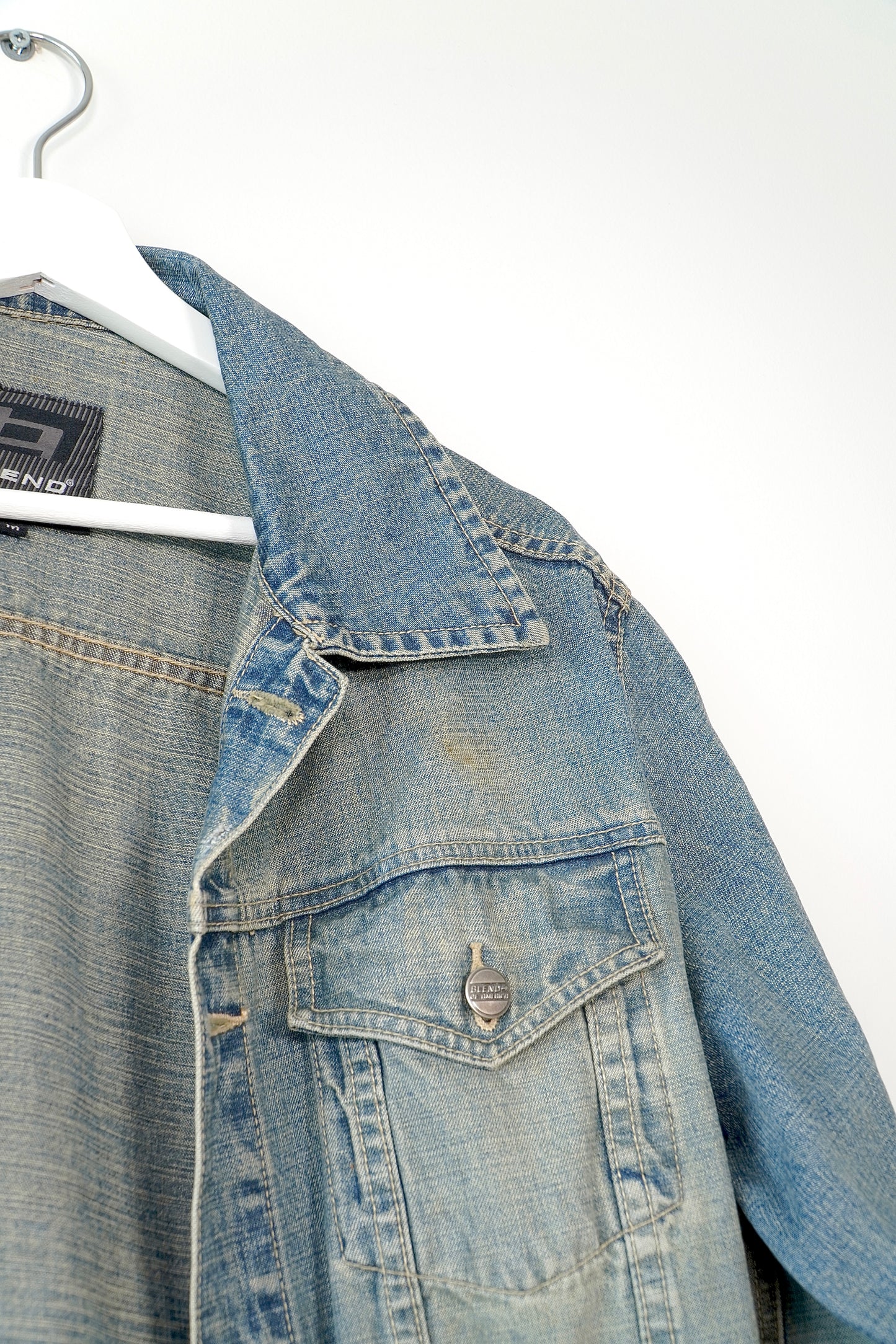Blend Of America Washed Blue Collared Denim Jacket (M)