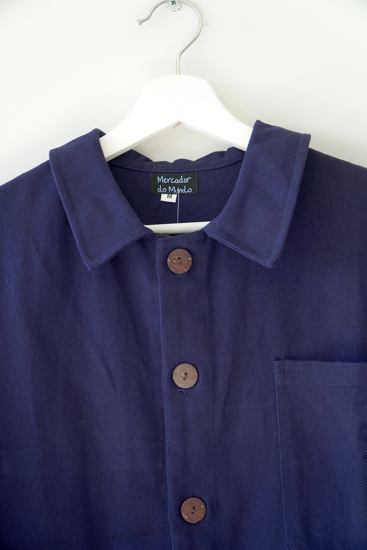 Mercador do Mundo Navy Blue Button Up Boxy Overshirt Jacket (M)