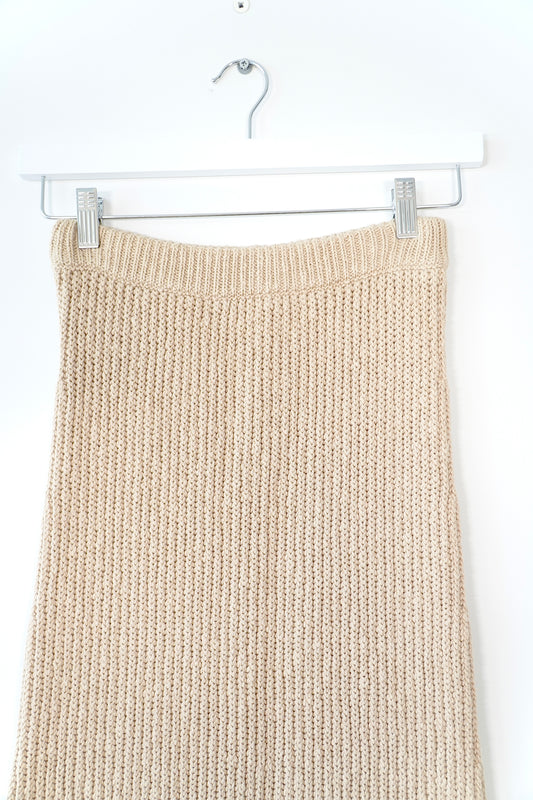Bassike Knits Tan Knitted Asymmetrical Maxi Skirt