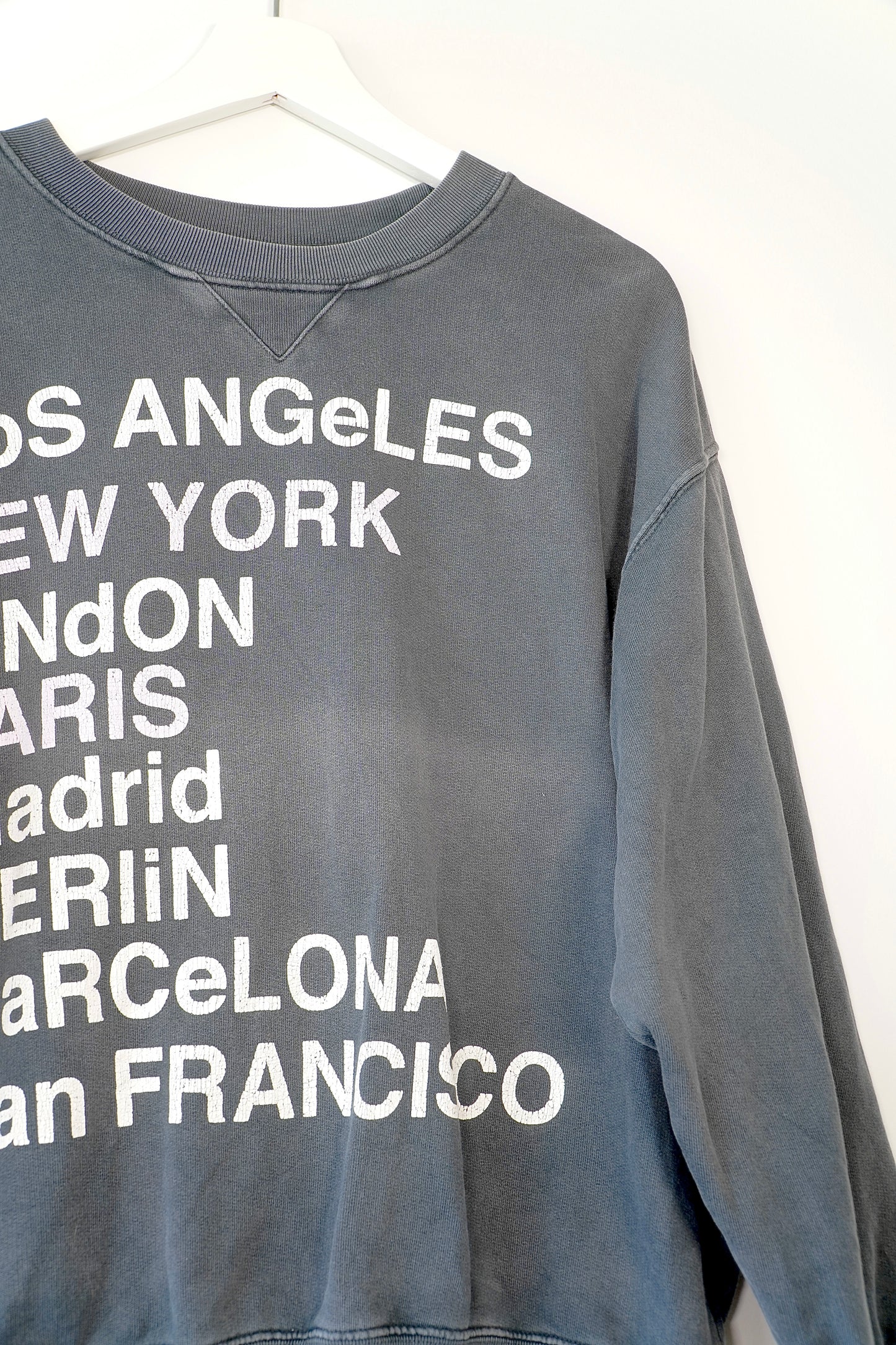 Anine Bing Washed Dark Grey Graphic 'City Love' Sweatshirt (S/P)