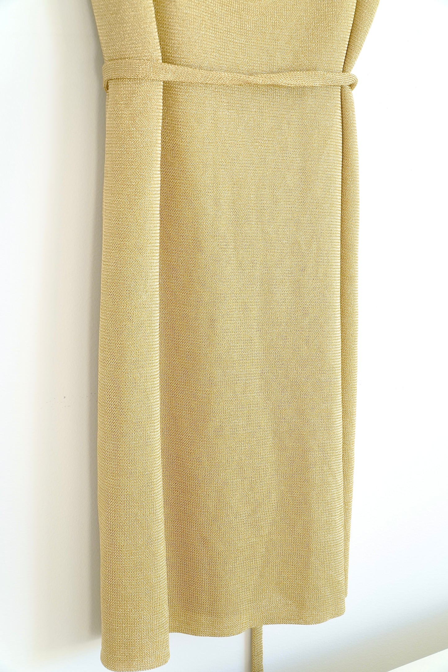 KACEY/DEVLIN Gold Asymmetrical Lurex Belted Mini Dress (6 Au)