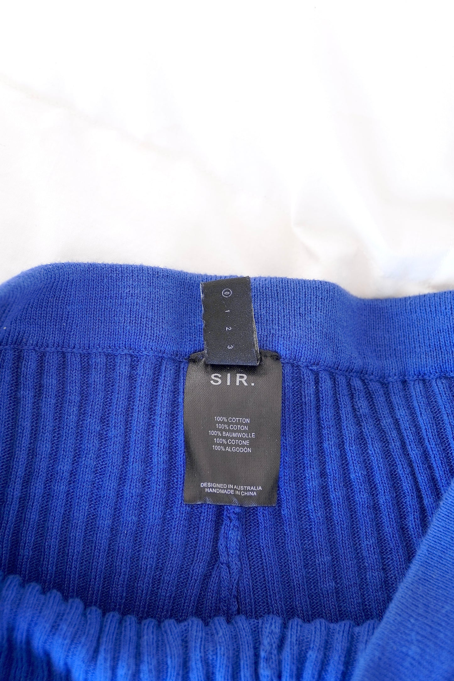 SIR. The Label Blue ‘Enes’ Cotton Rib Knit Pants (0)