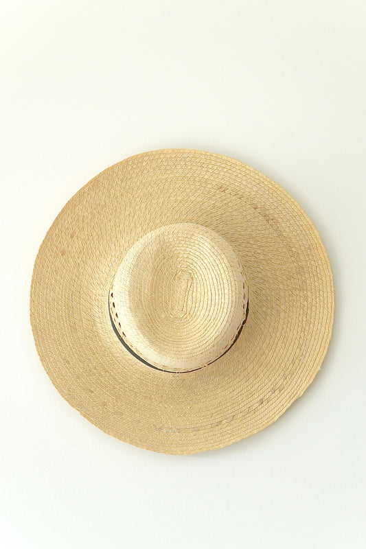 Wide-brimmed Straw Sun Hat w/ Black Ribbon