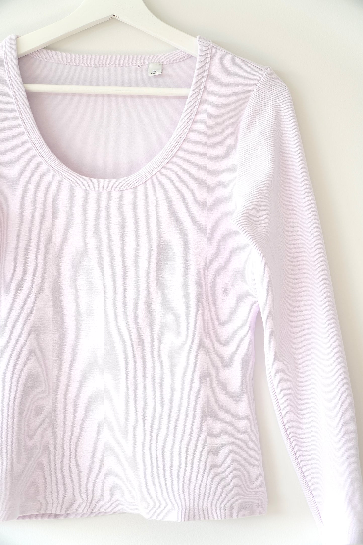 Country Road Violet Fitted Rib Long Sleeve Cotton T-Shirt (M)