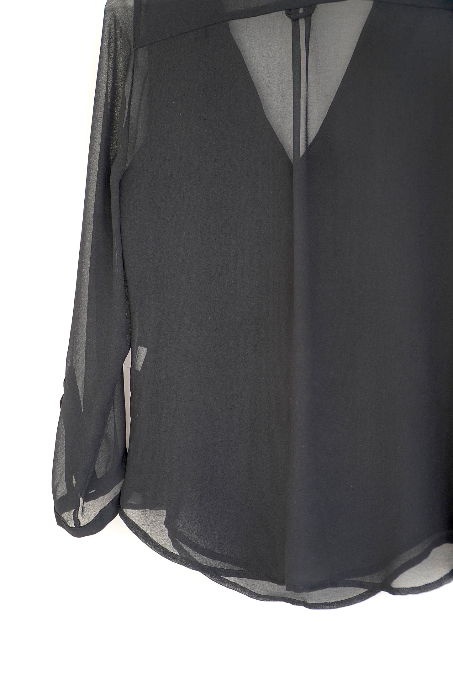 Zara Black Sheer V-neck Blouse (S)