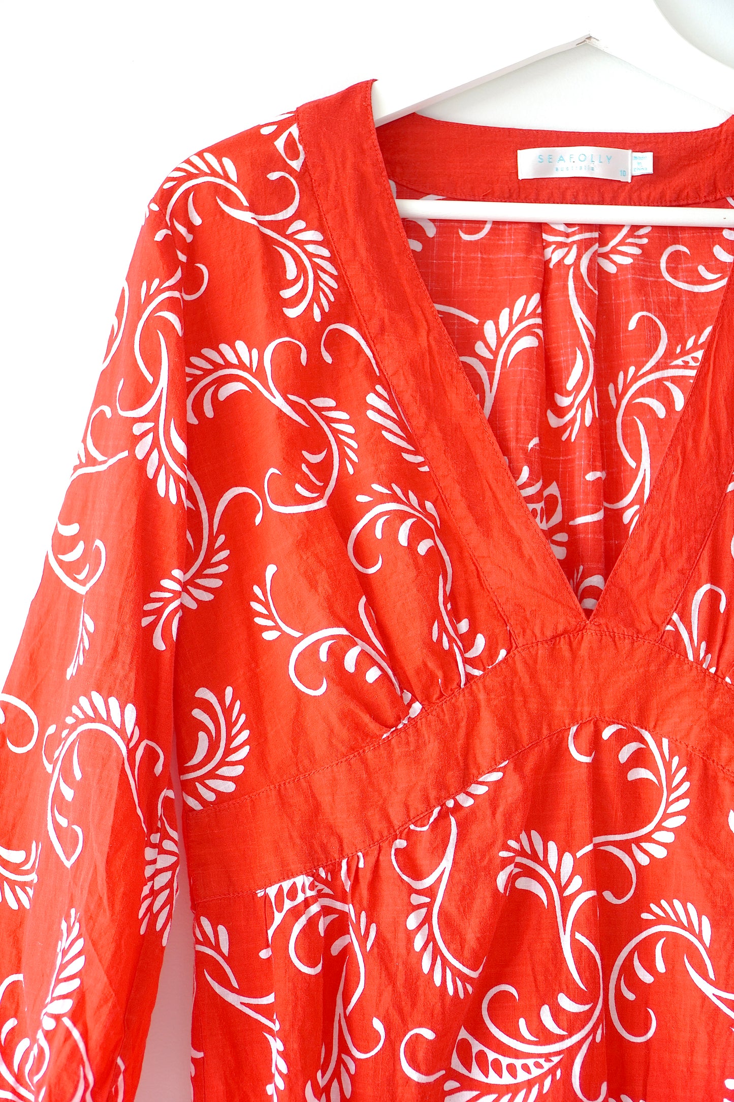 Seafolly Red Patterned Tunic Coverup Beach Dress (10 Au)