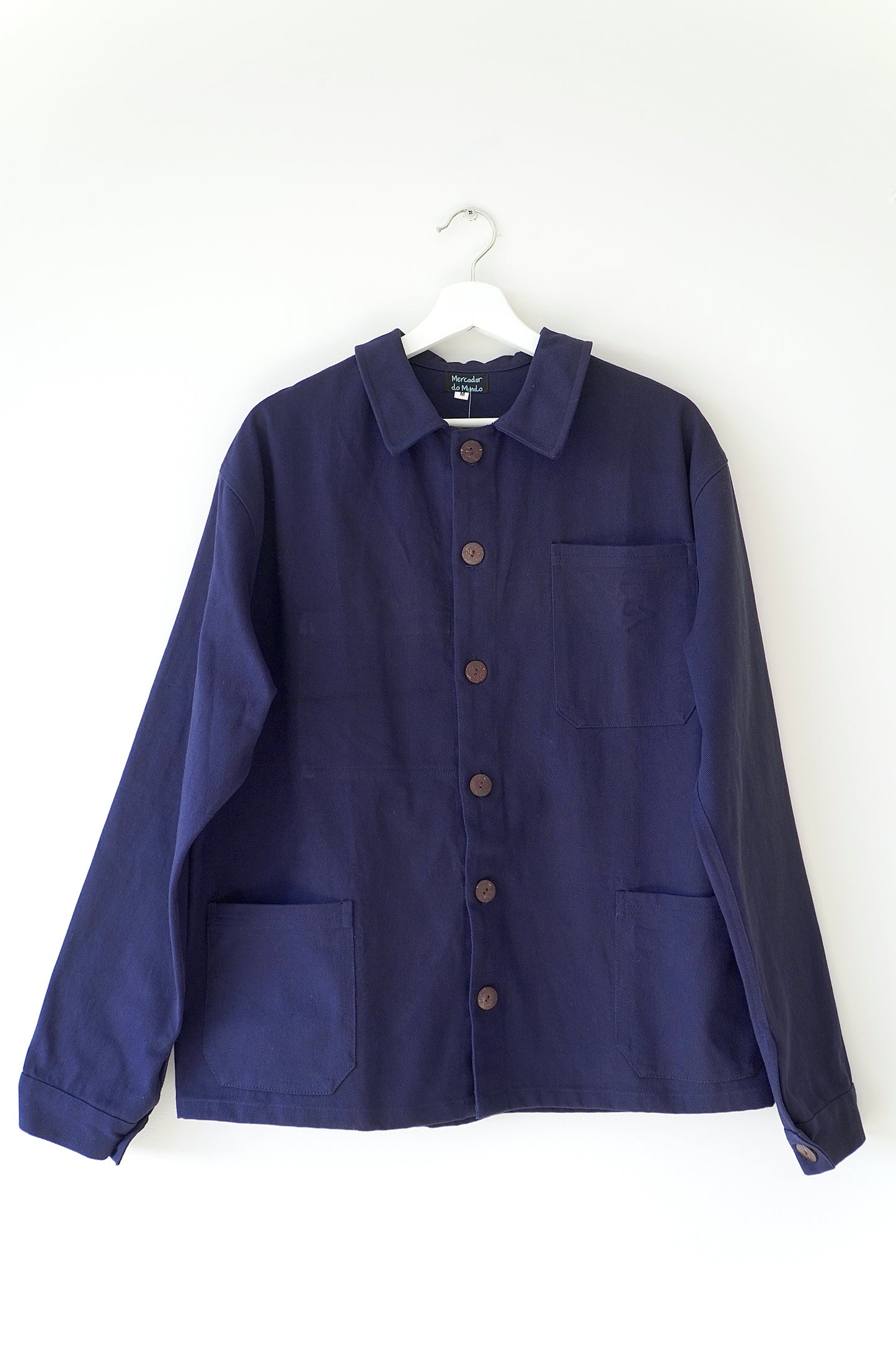 Mercador do Mundo Navy Blue Button Up Boxy Overshirt Jacket (M)