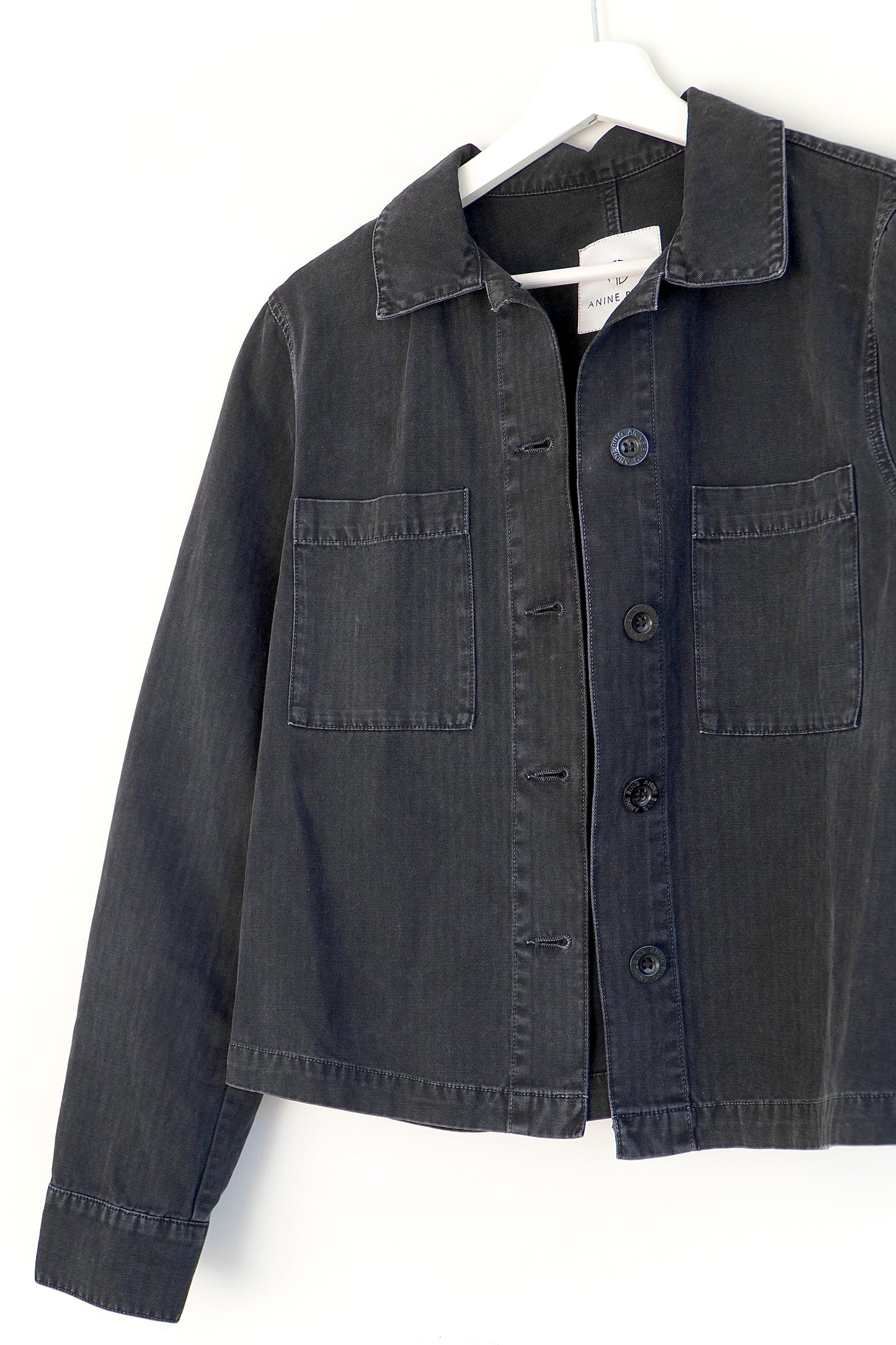 Anine Bing Washed Black Relaxed Utility Jacket (XS)