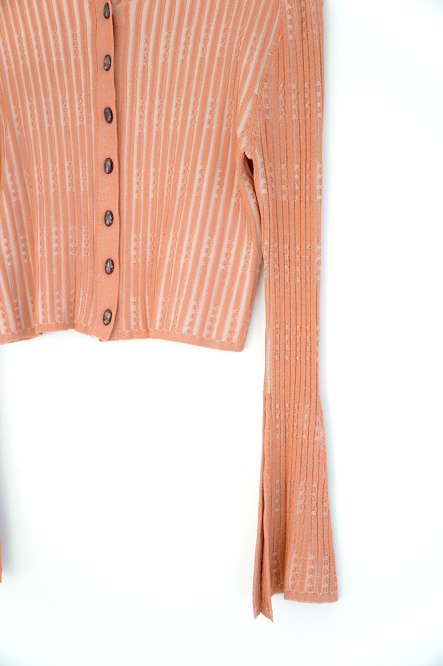 Cult Gaia Orange ‘Amma’ Rib Striped Cardigan Top