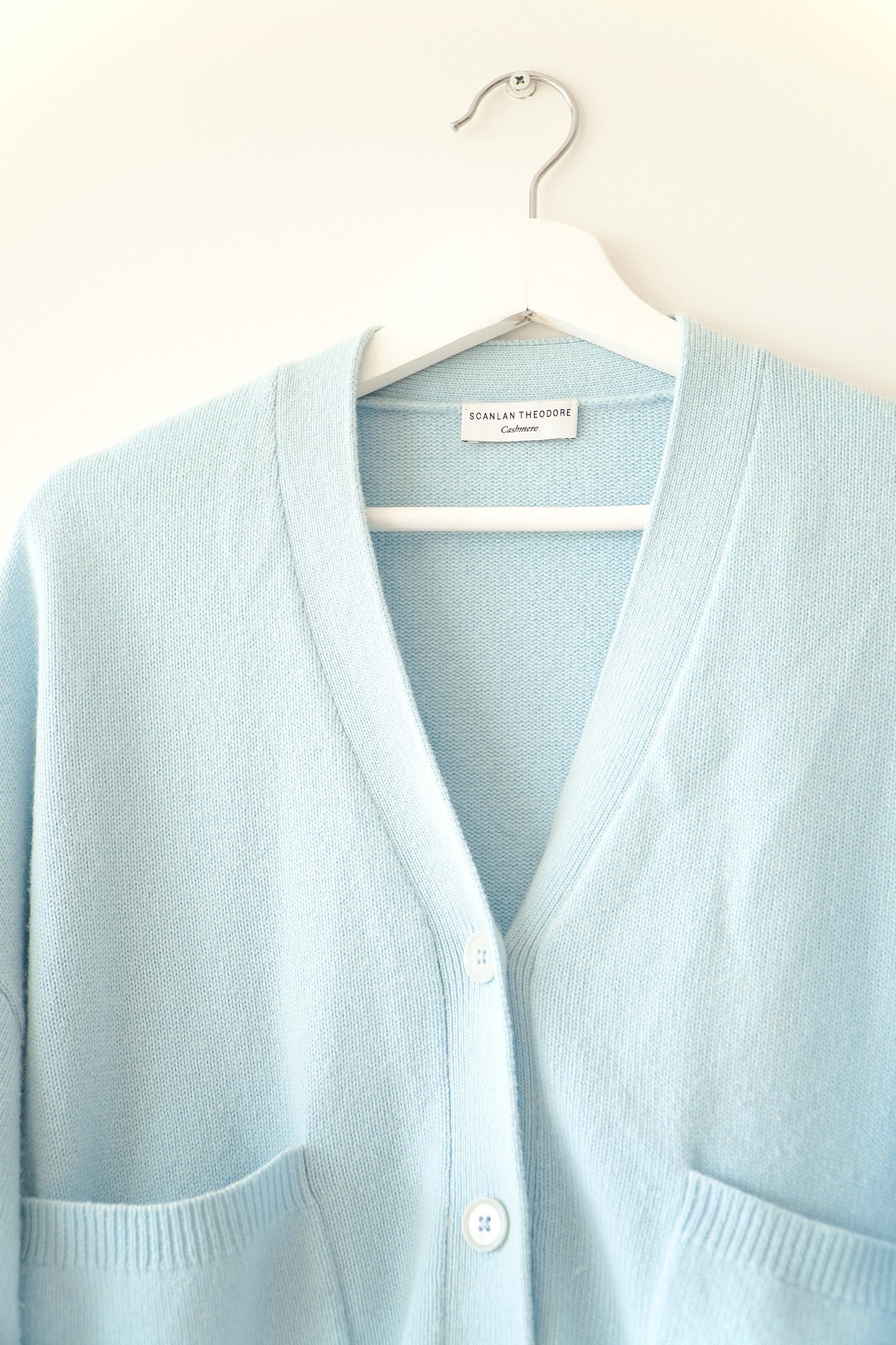 Scanlan Theodore Blue Cashmere Cropped Button Up Cardigan (S)