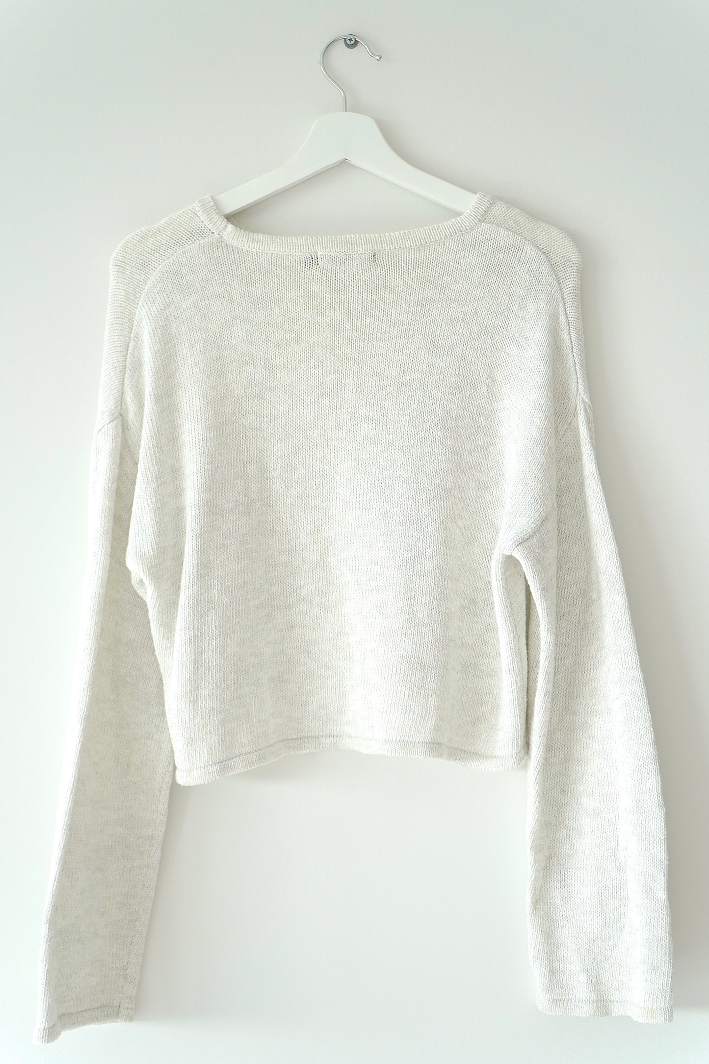 Glassons Flecked Off White Crop Relaxed Knit Jumper (M)