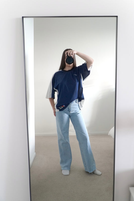 Nike Vintage 90s Navy Nike Team T-shirt (XL)