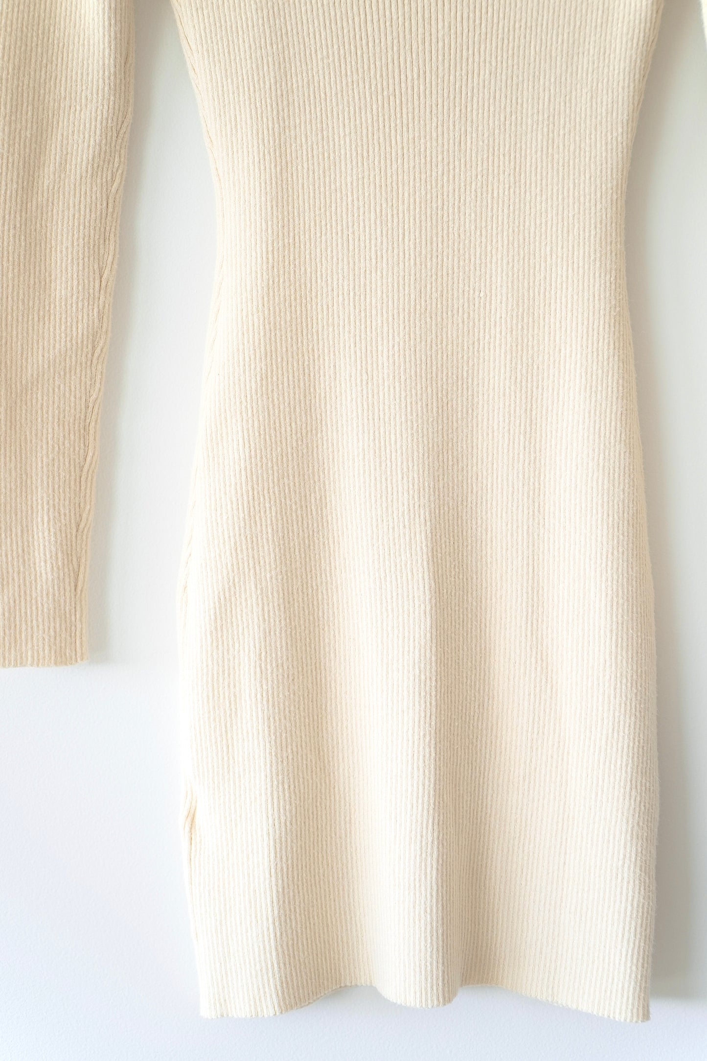 Cotton On Cream Rib Knit Bodycon Low Back Mini Dress (XS)