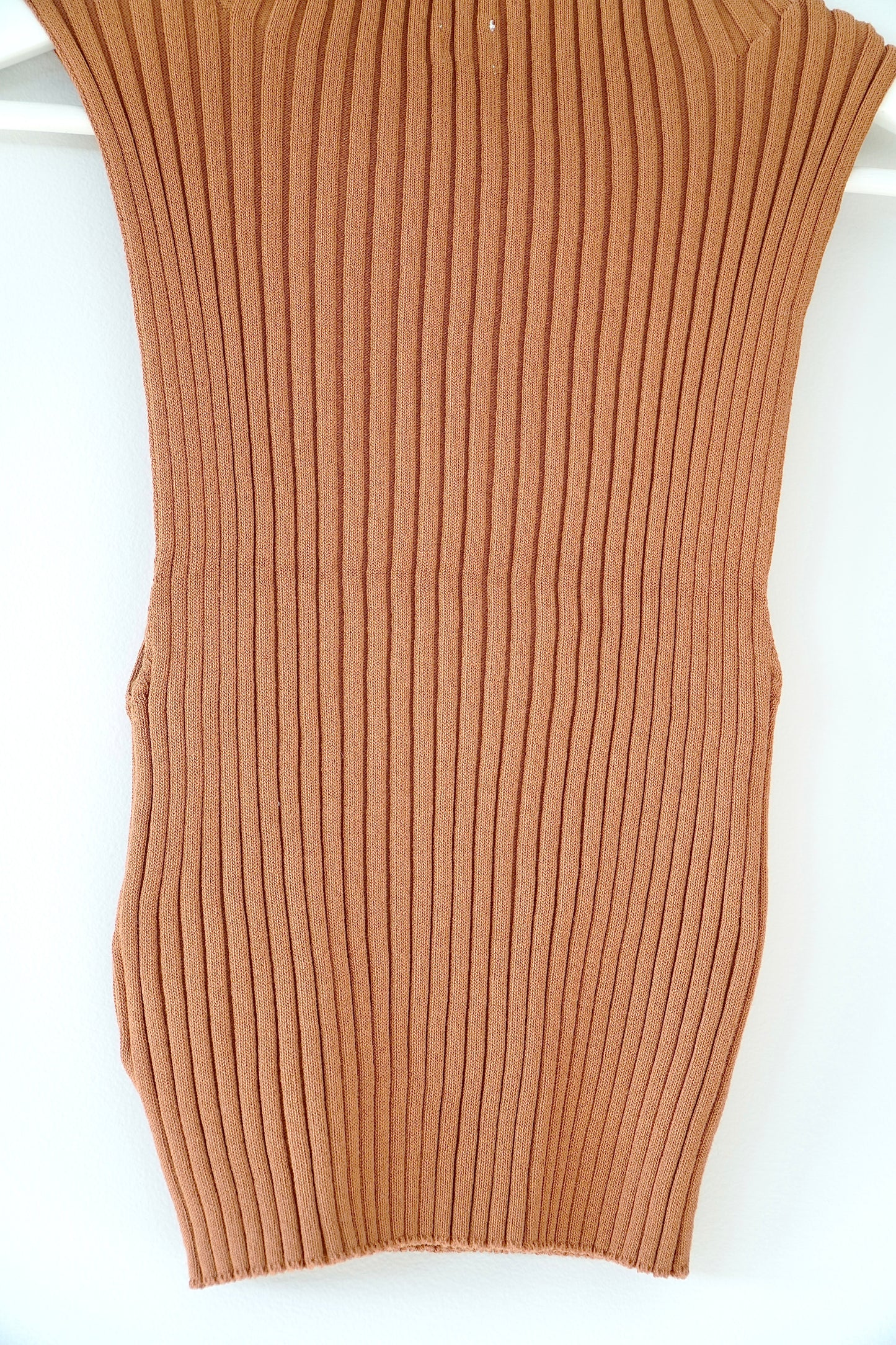 Cotton On Brown Sleeveless Stretchy Ribbed Top (S P)