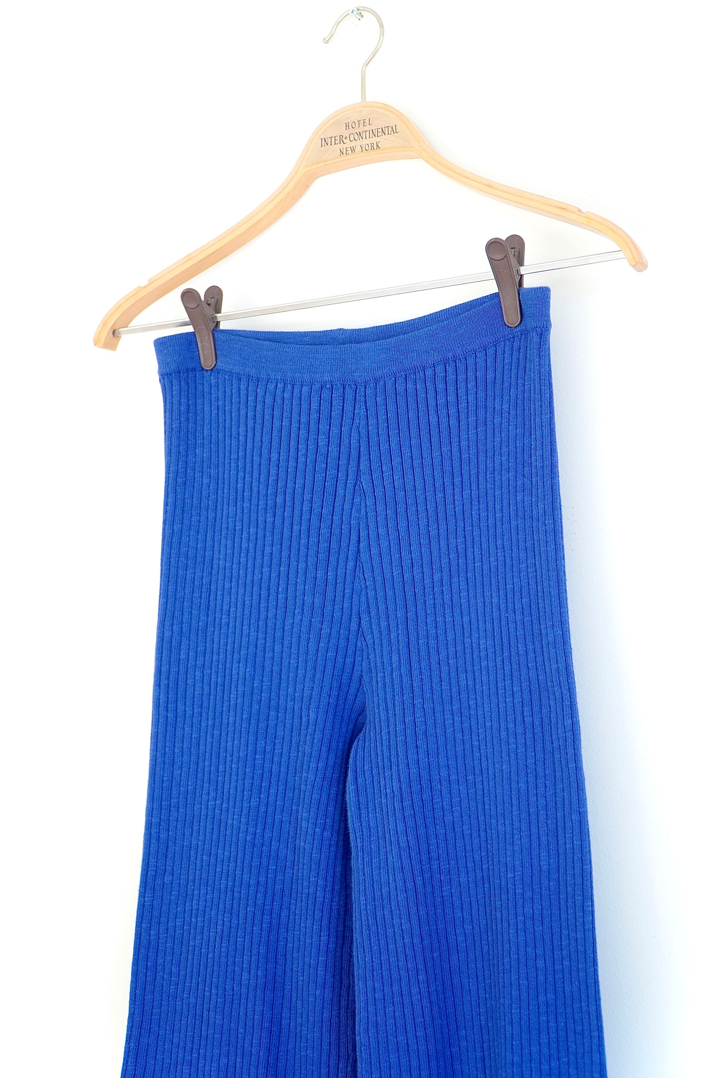 SIR. The Label Blue ‘Enes’ Cotton Rib Knit Pants (0)
