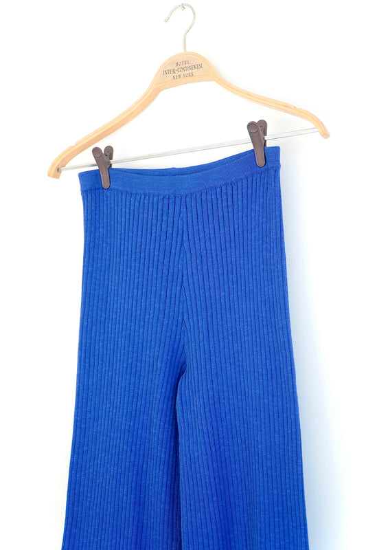 SIR. The Label Blue ‘Enes’ Cotton Rib Knit Pants (0)