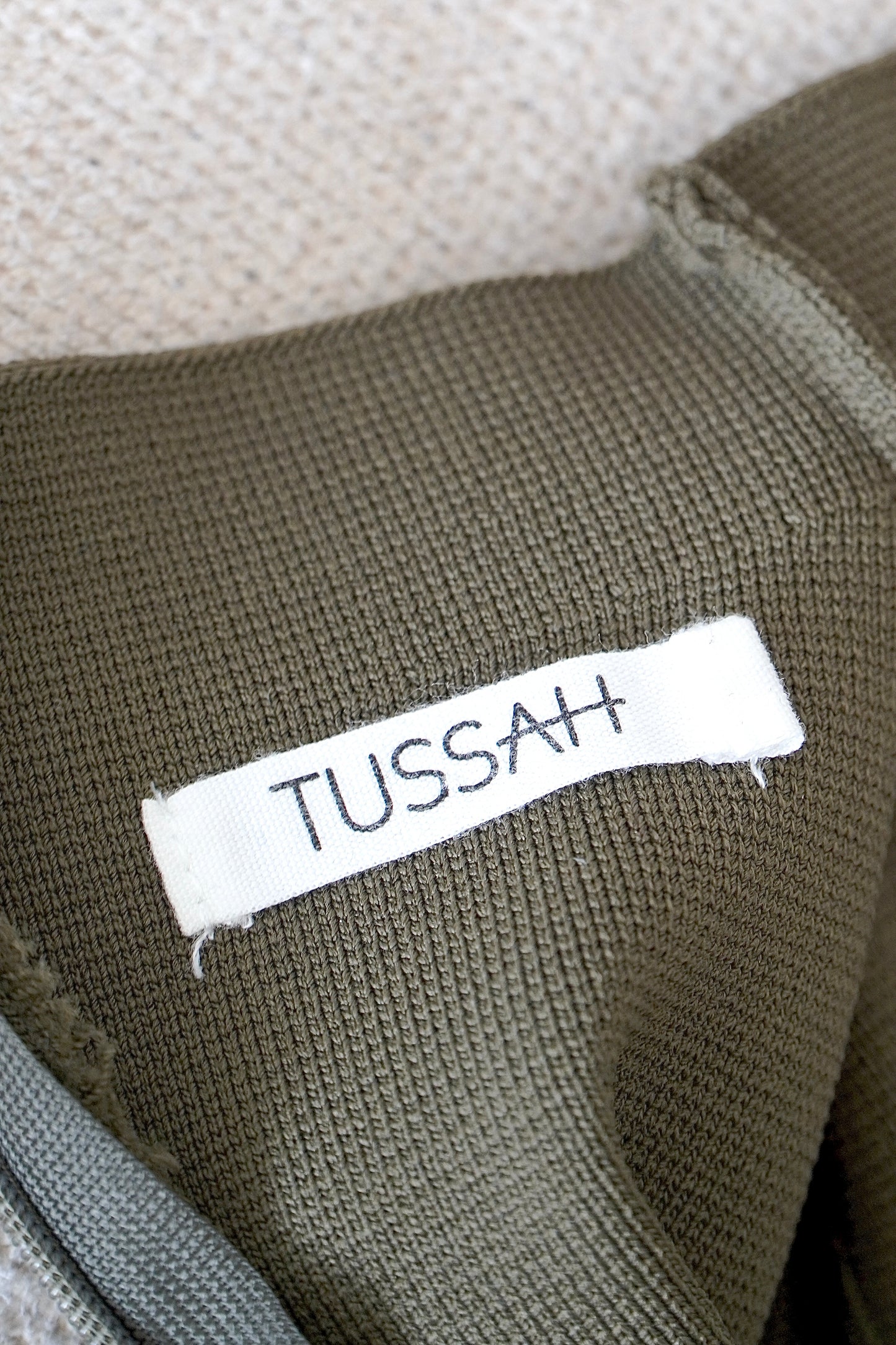 Tussah Olive Green Rib High Neck Sleeveless Top (8 Au)