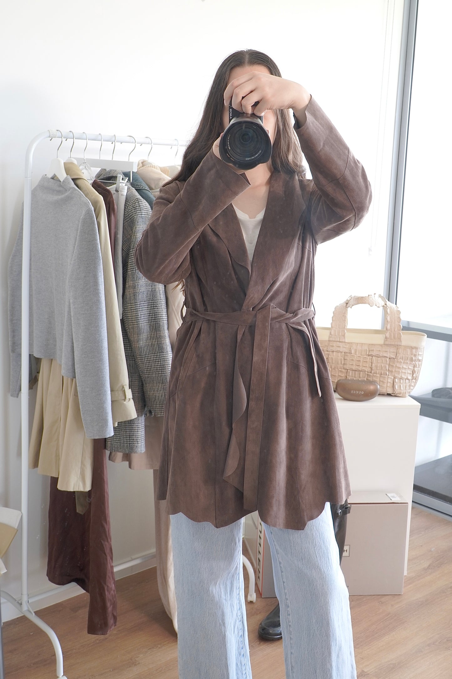 Just Cavalli Dark Brown Soft leather Waterfall Jacket (46)