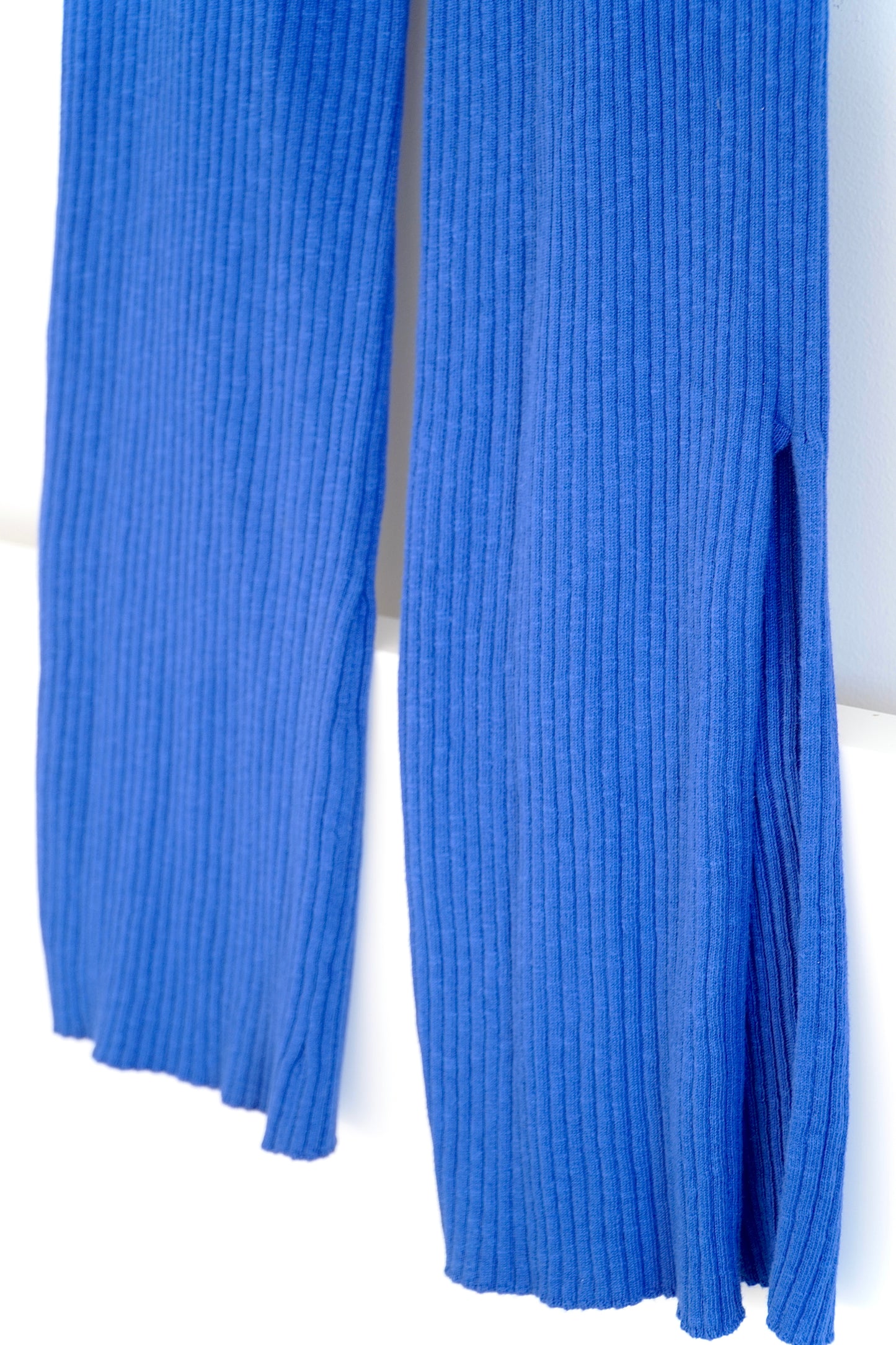 SIR. The Label Blue ‘Enes’ Cotton Rib Knit Pants (0)