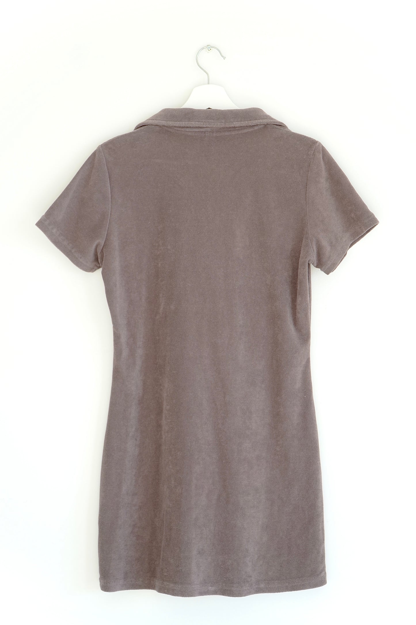 Cotton On Body Brown Terry Towelling Collared Mini Dress (M)