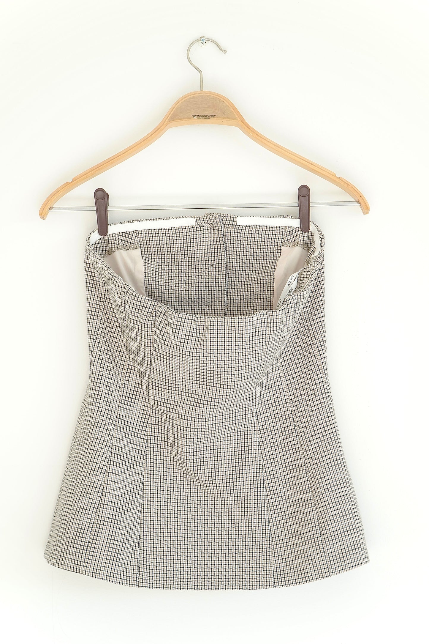 Kookai Checkered Strapless Button Up Top (8 Au)