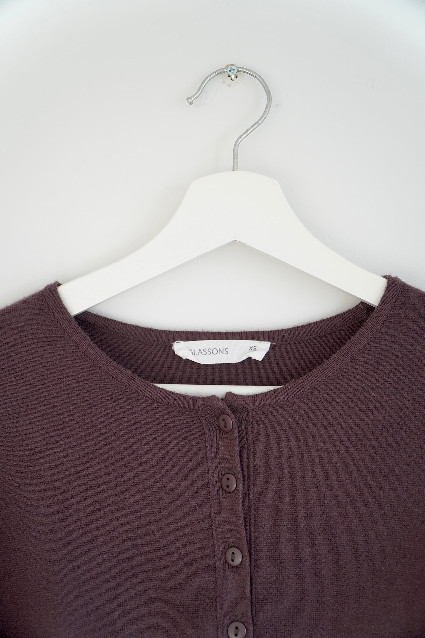 Glassons Chocolate Brown Rib Waist Knit Cardigan (XS)