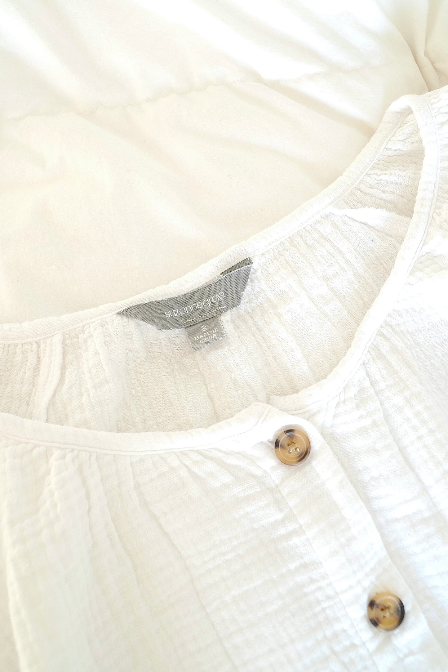 Suzanne Grae White Crushed Linen Top (8 Au)