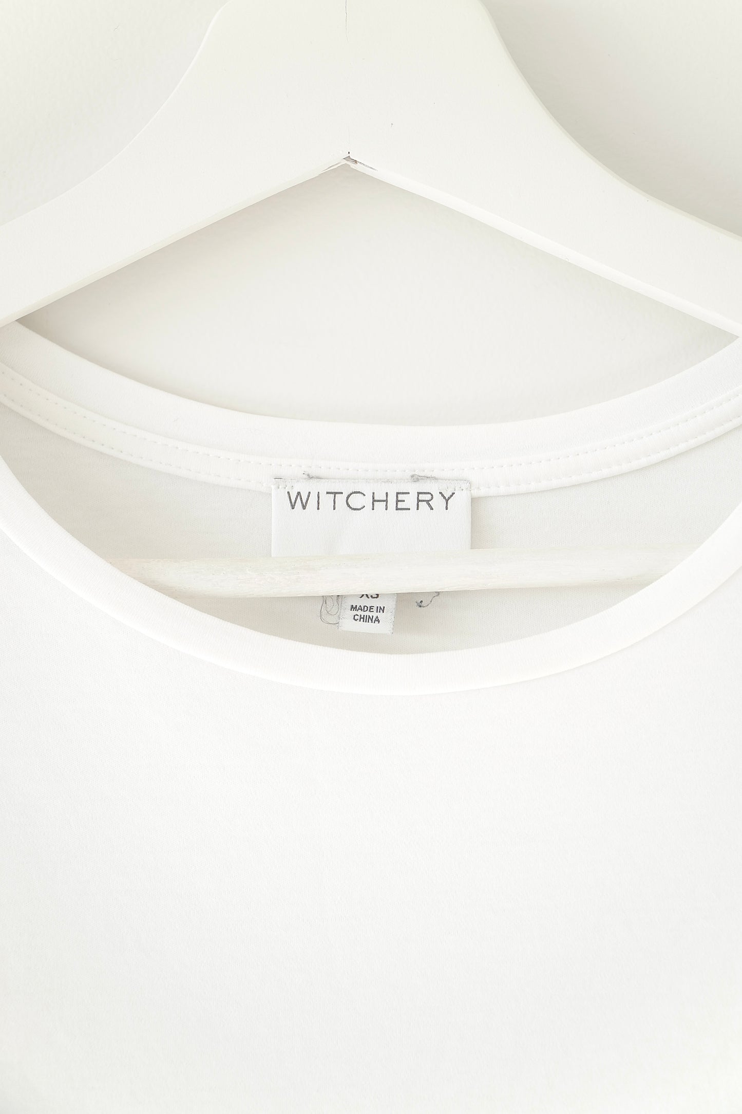 Witchery White Embroidery Frill Sleeve Cotton Classic Tee (XS)